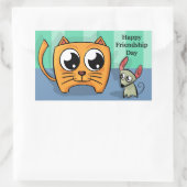 Schattigee Cartoon Kat en Muis Vriendschapsdag Rechthoekige Sticker (Tas)