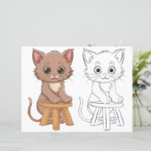 Schattigee cartoon kat kleurplaat (Staand voorkant)