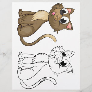 Schattigee Cartoon kat kleurplaat Flyer