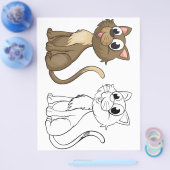 Schattigee Cartoon kat kleurplaat Flyer (Enkel)