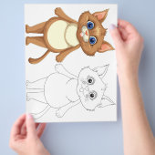 Schattigee cartoon kat kleurplaat flyer (Hand)
