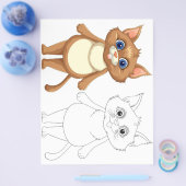 Schattigee cartoon kat kleurplaat flyer (Enkel)