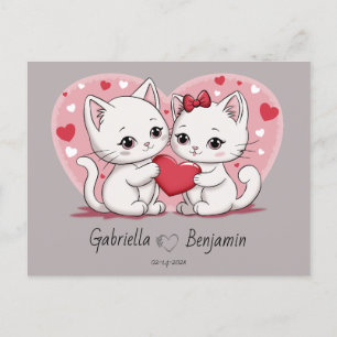 Schattigee Cartoon Kat Liefhebbers Hart Valentijn' Briefkaart