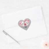 Schattigee Cartoon Kat Liefhebbers Hart Valentijn' Sticker (Envelop)