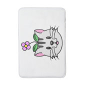 Schattigee Cartoon Kat met een Bloem op Zijn Hoofd Badmat (Voorkant Verticaal)