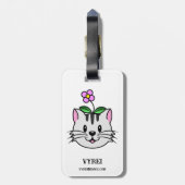 Schattigee Cartoon Kat met een Bloem op Zijn Hoofd Bagagelabel (Achterkant verticaal)