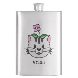 Schattigee Cartoon Kat met een Bloem op Zijn Hoofd Flacon