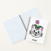 Schattigee Cartoon Kat met een Bloem op Zijn Hoofd Notitieboek (Binnen)