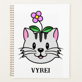 Schattigee Cartoon Kat met een Bloem op Zijn Hoofd Planner