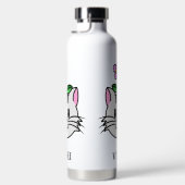 Schattigee Cartoon Kat met een Bloem op Zijn Hoofd Waterfles (Rechts)