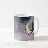 Schattigee Cartoon kat op de maan Koffiemok (Voorkant rechts)