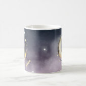 Schattigee Cartoon kat op de maan Koffiemok (Center)