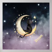 Schattigee Cartoon kat op de maan Poster (Voorkant)