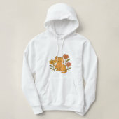 Schattigee Cartoon Kat Spelen met Bloemen Hoodie D (Design voorkant)