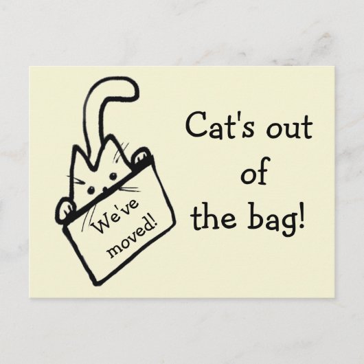 Schattigee Cartoon kat tekening bewegende aankondi Aankondigingskaart (Voorkant)