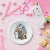 Schattigee Cartoon Katten groepstekening Papieren Bordje (Feest)