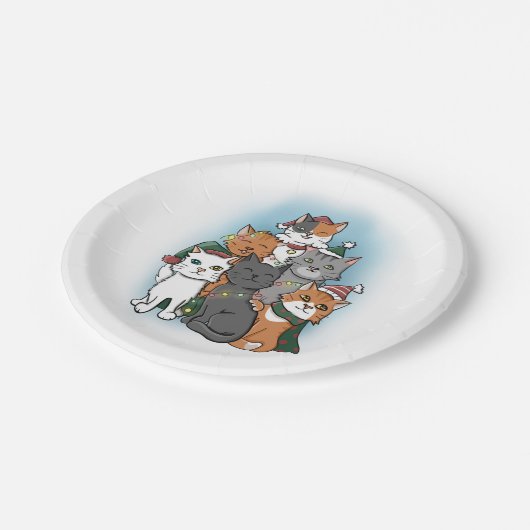 Schattigee Cartoon Katten groepstekening Papieren Bordje (Gekanteld)