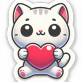 Schattigee Cartoon Katten Met Harten Die-Cut Sticker (Voorkant)