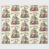 Schattigee Cartoon Katten Miauw Kerstvakantie Cadeaupapier (Vlak)