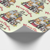 Schattigee Cartoon Katten Miauw Kerstvakantie Cadeaupapier (Hoek)