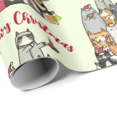 Schattigee Cartoon Katten Miauw Kerstvakantie Cadeaupapier (Rol Hoek)