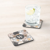 Schattigee Cartoon Katten Monogram Bier Onderzetter (Rechterzijde)