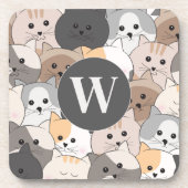 Schattigee Cartoon Katten Monogram Bier Onderzetter (Voorkant)