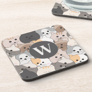 Schattigee Cartoon Katten Monogram Bier Onderzetter