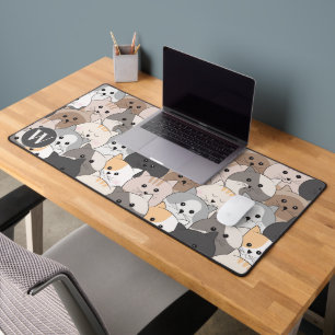 Schattigee Cartoon Katten Monogram Bureaumat