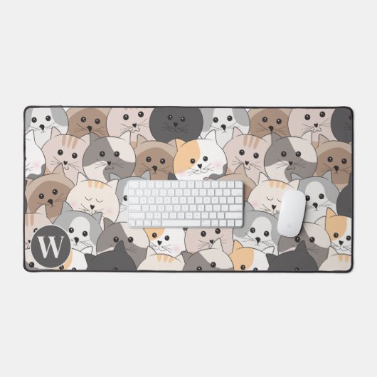 Schattigee Cartoon Katten Monogram Bureaumat (Keyboard & Muis)