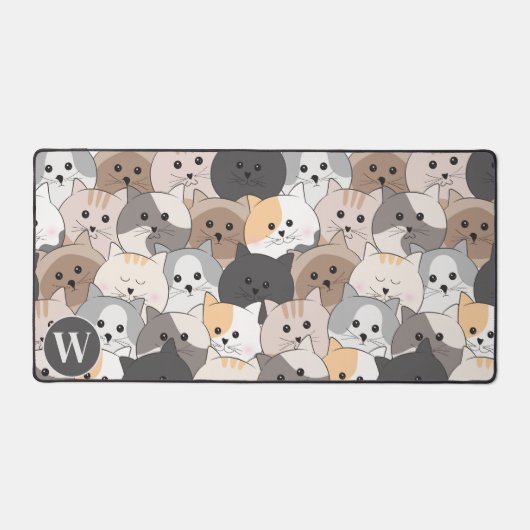 Schattigee Cartoon Katten Monogram Bureaumat (Voorkant)