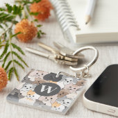 Schattigee Cartoon Katten Monogram Sleutelhanger (Voorkant Rechts)