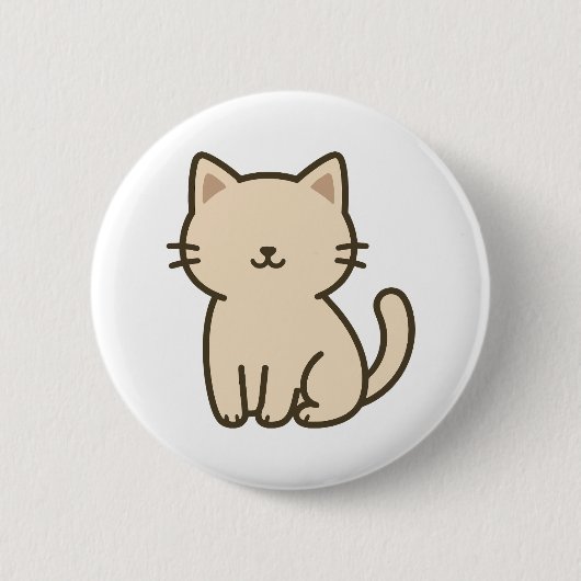 Schattigee Cartoon Kattenillustratie – Minimal Bei Ronde Button 5,7 Cm (Voorkant)