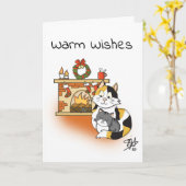 Schattigee Cartoon Kattenmoeder met Kitten Warme K Kaart (Gele Bloem)