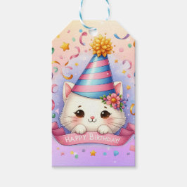 Schattigee Cartoon Kawaii Kitty Cat Happy Birthday Cadeaulabel