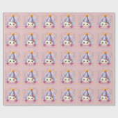 Schattigee Cartoon Kawaii Kitty Cat Happy Birthday Cadeaupapier (Vlak)