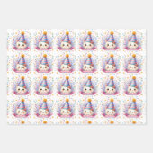 Schattigee Cartoon Kawaii Kitty Cat Happy Birthday Inpakpapier Vel (Voorkant 2)