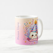 Schattigee Cartoon Kawaii Kitty Cat Happy Birthday Koffiemok (Voorkant rechts)