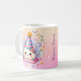 Schattigee Cartoon Kawaii Kitty Cat Happy Birthday Koffiemok