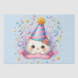 Schattigee Cartoon Kawaii Kitty Cat Happy Birthday Tissuepapier