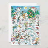 Schattigee Cartoon Kerst Polar Beer Party Uitnodig Kaart (Voorkant / Achterkant)