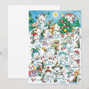 Schattigee Cartoon Kerst Polar Beer Party Uitnodig Kaart