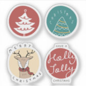 Schattigee cartoon kerst sticker collectie (Voorkant)