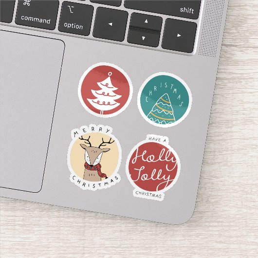 Schattigee cartoon kerst sticker collectie (Detail)
