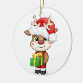 Schattigee cartoon kersthert. keramisch ornament (Links)