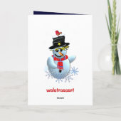 Schattigee cartoon kerstkaart met Cat en Robin Feestdagen Kaart (Achterkant)