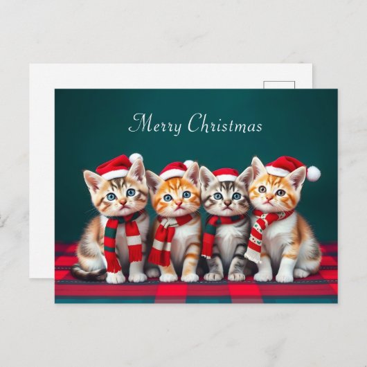 Schattigee Cartoon Kerstkatten Pet LoverAnsichtkaa Briefkaart (Voorkant / Achterkant)