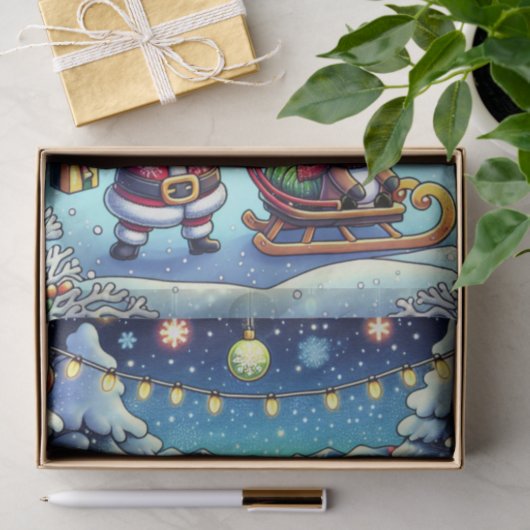 Schattigee Cartoon Kerstman en rendier kerst Tissuepapier (Geschenk)