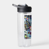 Schattigee Cartoon Kerstman en rendier kerst Waterfles (Rechts)