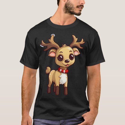 Schattigee Cartoon Kerstrendier T-shirt (Voorkant)
